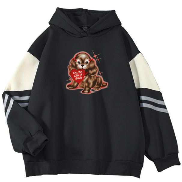 American Style Color Block Sweatshirt For Men Loose Fit You Act Like A Bitch Pullover Jacket_viptrois.com
