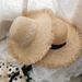 New Spring/Summer Fresh Foldable Lafite Grass Woven Straw Beach Big Eaf Protection Sun visor Hat Korean Edition with_viptrois.com