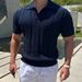 Men's Clothing Factory Direct Sales Knitted Short Sleeved Men's Summer American High Street POLO Shirt Lapel Top High End Cool Pullover T_viptrois.com