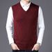Men's Slim Fit V-Neck Knitted Vest, Wool Blend Casual Sweater Waistcoat For Autumn Winter_viptrois.com