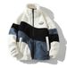 Men's Clothing Fashionable Stand Up Collar Long Sleeved Trendy Stand Collar Long Sleeve Zip-Up Color Block Lambswool Jacket Cozy Winter Outerwear_viptrois.com