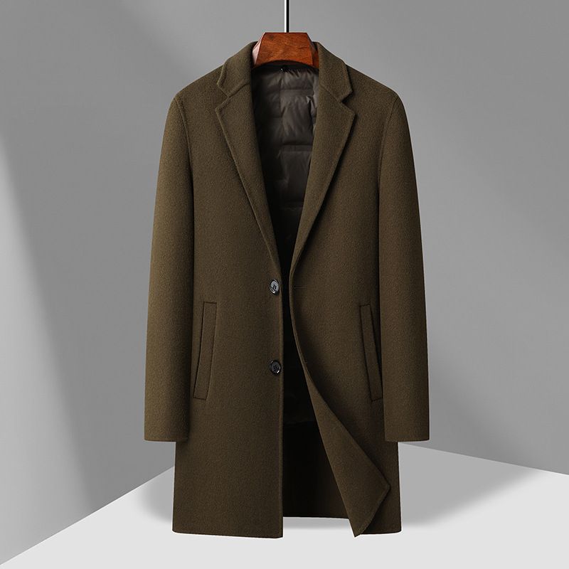 Men's Clothing autumn and winter all match Silk cotton detachable liner double sided wool coat men's mid length wool coat jacket men_viptrois.com
