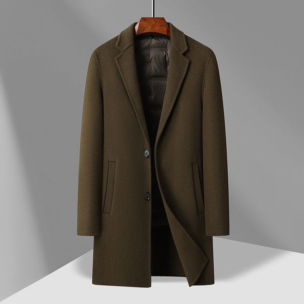 Men's Clothing autumn and winter all match Silk cotton detachable liner double sided wool coat men's mid length wool coat jacket men_viptrois.com