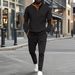Men's Clothing Half Zip Waffle Casual Stand Up Collar Long Sleeved Sweatshirt Men's Suit_viptrois.com