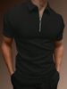 Men's Half-Zip Polo Shirt – Breathable Cotton Blend, Short Sleeve Casual & Sporty Top For Summer_viptrois.com