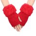 Short Fuzzy Knitted Wool Warm Fingerless Arm Warmers Autumn Winter Fur Half Finger Gloves Sleeves_viptrois.com