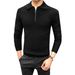 Monochrome Man- Autumn Winter New Polo Shirt Turn-Down Collar Half-Zip Long-Sleeve Knitted Sweater Men's Slim Fit Business Foreign Trade_viptrois.com