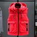 Men's Down Cotton Vest For Outerwear, Spring And Autumn New Style, Trendy Hooded Vest, Thickened Warm Sleeveless Jacket_viptrois.com