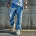 Cross-border Trade Men's Trendy Fashion Simple Loose Straight Casual Jeans_viptrois.com