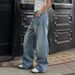 Men’s Clothing Large Size Retro Washed Wide Leg Distressed Jeans Spring And Autumn New Straight Casual High Waist Mopping Trousers_viptrois.com