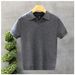 Men's Slim Fit V Neck Polo Shirt Handsome Solid Color Knitted Short Sleeve Casual Retro Korean Style Trendy Top_viptrois.com