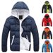 Men's Clothing Winter Jacket With Hood Lightweight Warm Coat Zipper Front Contrast Color Design Polyester Fill Loose Fit For Casual Outdoor Wear_viptrois.com