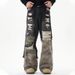 Men's Clothing high street retro stitching camouflage jeans heavy wear and tear old design trendy brand loose casual trousers_viptrois.com