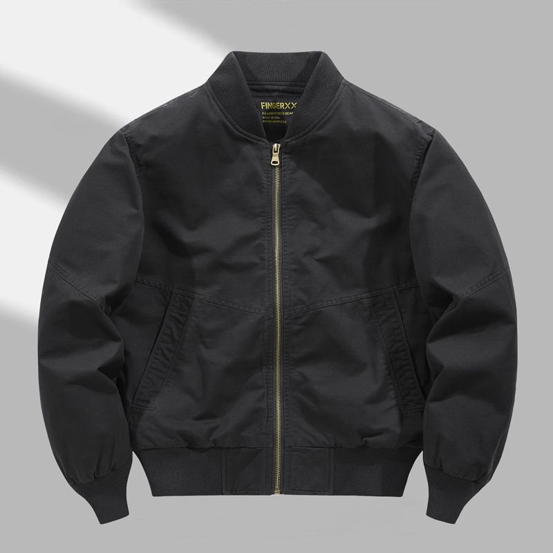 Men's Vintage Baseball Jacket – Slim Fit Cotton Bomber With Ribbed Hem For Streetwear & Casual Style (Black/Khaki/Army Green, M-4XL)_viptrois.com