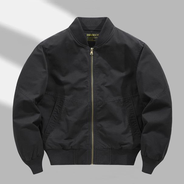 Men's Vintage Baseball Jacket – Slim Fit Cotton Bomber With Ribbed Hem For Streetwear & Casual Style (Black/Khaki/Army Green, M-4XL)_viptrois.com