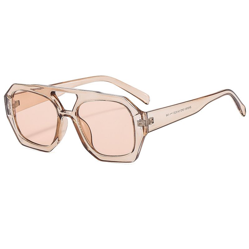Men's Sunglasses New Double Beam Irregular Large Frame Sunglasses Polygonal Fashion Personality Sunglasses Simple Advanced Flat Mirror_viptrois.com