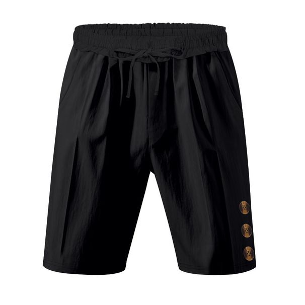 Men's Clothing Summer Men's Loose American Linen Beach Casual Button Solid Color Five Point Sports Shorts Men_viptrois.com