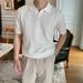Men's Breathable Knit Polo Shirt – Hollow-Out Collar Summer Business Casual Top (M-XXXL, Green/Grey/White)_viptrois.com