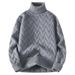 Men's Long Sleeve High Neck Jacquard Knit Sweater – Trendy Loose Fit Pullover For Teens & Young Adults, Winter Warm Casual Wear_viptrois.com