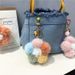 Bag Charm Cherry Blossom Fur Ball Car Keychain Small Fresh Colored Plush Flower Mobile Phone Ornaments Flower Bag Pendant Gift_viptrois.com