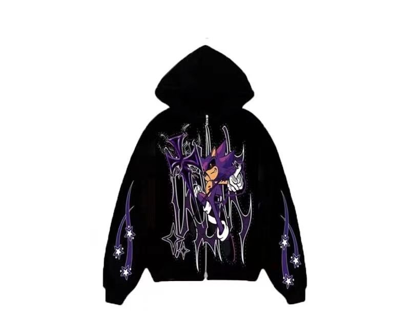 2023 New Japanese Anime Print Punk Style Harajuku Y2k Gothic Hoodie Long Zipper Sweatshirt_viptrois.com