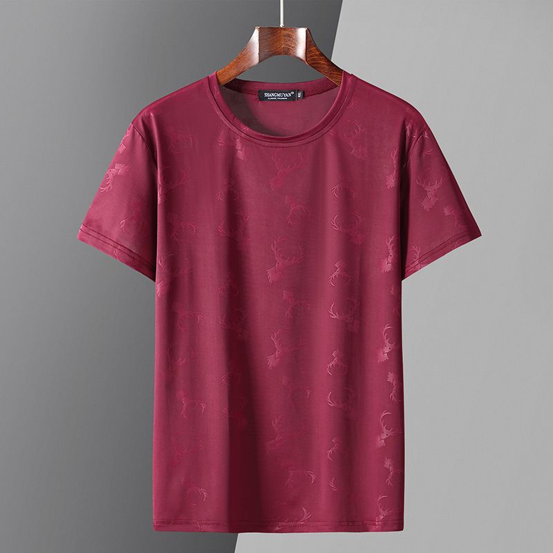 Men's Clothing Plus Size Ice Silk Short Sleeved T Shirt Plus Size Plus Size Men's Fat Fat Guy Loose Summer Casual Loose Short Sleeved T Shirt_viptrois.com