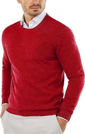 Men’s Classic Crewneck Sweater – Soft Acrylic Knit Pullover (Navy/Burgundy/Army Green/Black/Beige/Light Gray, M-XXXL)_viptrois.com