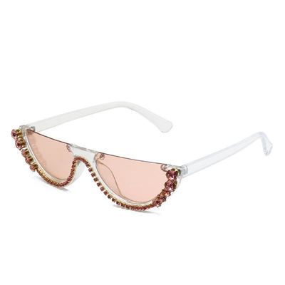 Hot Selling Rhinestone Half Frame Sunglasses For Women Personalized Cat Eye Diamond Studded Glasses Sunglasses Ins Internet Celebrities_viptrois.com