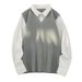 Two-Piece Long Sleeve Shirt Collar Sweater Men's Spring And Autumn Trendy Inner Wear American Style Loose Casual_viptrois.com