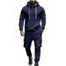 Men's Heavyweight Fleece Hoodie & Jogger Set - Winter Casual Lounge Wear, Soft Polyester Blend, Relaxed Fit (S-XXXL, Black/Grey/Navy/Red_viptrois.com
