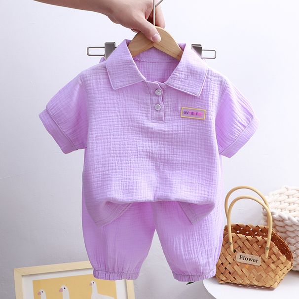 Kid's Clothing Children's stand up collar cotton gauze suit summer thin boys and girls pure cotton home clothes baby gauze air conditioning clothes_viptrois.com