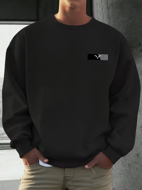 Autumn And Winter Men's Long Sleeved Round Neck Black Top Loose Casual Hoodie Hooded Hoodie_viptrois.com