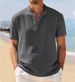 New Retro Loose Texture Woven Polo Shirt Men 2025 Summer Retro Lapel T Shirt Breathable Short Sleeve_viptrois.com