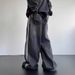 Vintage Baggy Straight Leg Jeans For Men - Retro Streetwear Denim Pants With Stripes, High Waist, Loose Fit, Washed Blue & Black (S-XXL)_viptrois.com