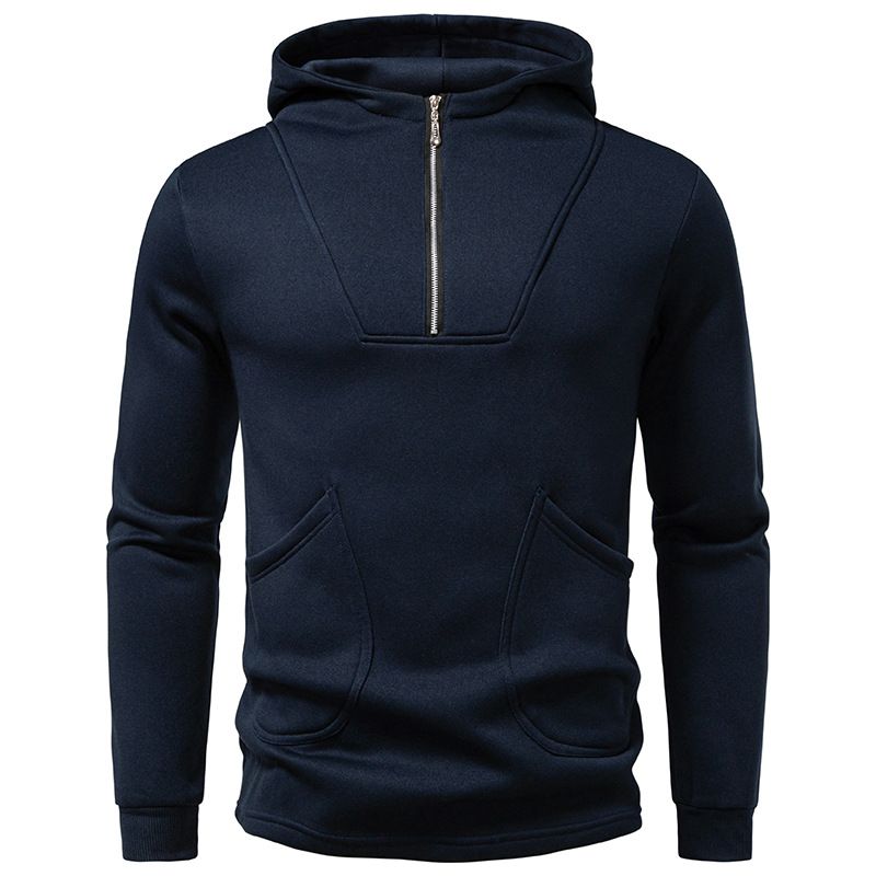 Men's Clothing Men's Zip-Up Hooded Sweatshirt – European Fit Pullover With Slanted Pockets (S-XXL, Navy/Black/Charcoal Grey)_viptrois.com