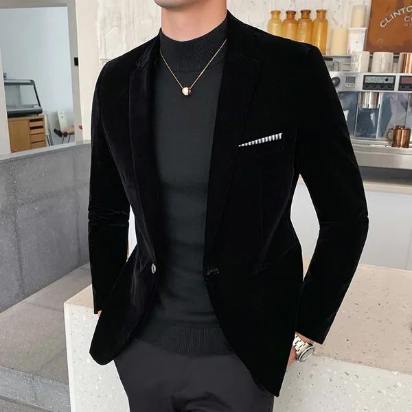 Autumn And Winter Down Men's Bury Suit Jacket Formal Dress Solid Color Plus Size_viptrois.com