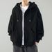 Cardigan Jacket Men's Spring And Autumn Large Size Solid Color Versatile Casual Sports Loose Versatile Hooded Sweater Zipper Jacket_viptrois.com