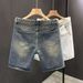 Heavy Indutry Wahed Ripped Patch Denim Hort For Men In Ummer, Looe Traight Leg, Cool And Caual Five Quarter_viptrois.com