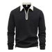Men’s Zip-Neck Sweatshirt – Korean-Inspired Oversized Pullover With Stand Collar (Black/Navy/Beige/Grey)_viptrois.com