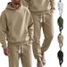 Men's Casual Hooded Sweatshirt & Jogger Set, Loose Fit Pullover With Jacquard Design, Plus Size Athletic Lounge Wear For Spring Autumn_viptrois.com
