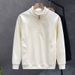 Men's Stand Collar Half-Zip Sweatshirt – Trendy Minimalist Pullover With Long Sleeves (M-3XL, White/Black)_viptrois.com