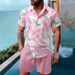 Men's Summer Vacation Trendy 3D Printing Hawaiian Men's Short Sleeved Shirt Shorts Suit_viptrois.com