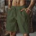 Men's Clothing New Cotton And Linen Shorts Drawstring Elastic Waist Straight Leg Solid Color Breathable Daily Beach Five Point Casual Shorts_viptrois.com