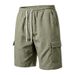 Breathable Men's Linen Work Shorts With Multiple Pockets, Lightweight & Relaxed Fit For Summer_viptrois.com