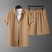 Men's Clothing Spring And Summer New Men's Casual Sports Suit Knitted Pattern Fashion Loose Short Sleeve Two Piece Suit_viptrois.com