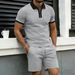 Men's Color Blocked Polo Shirt Turn Down Collar Half Zip Closure Casual Suit With Pockets New Summer_viptrois.com