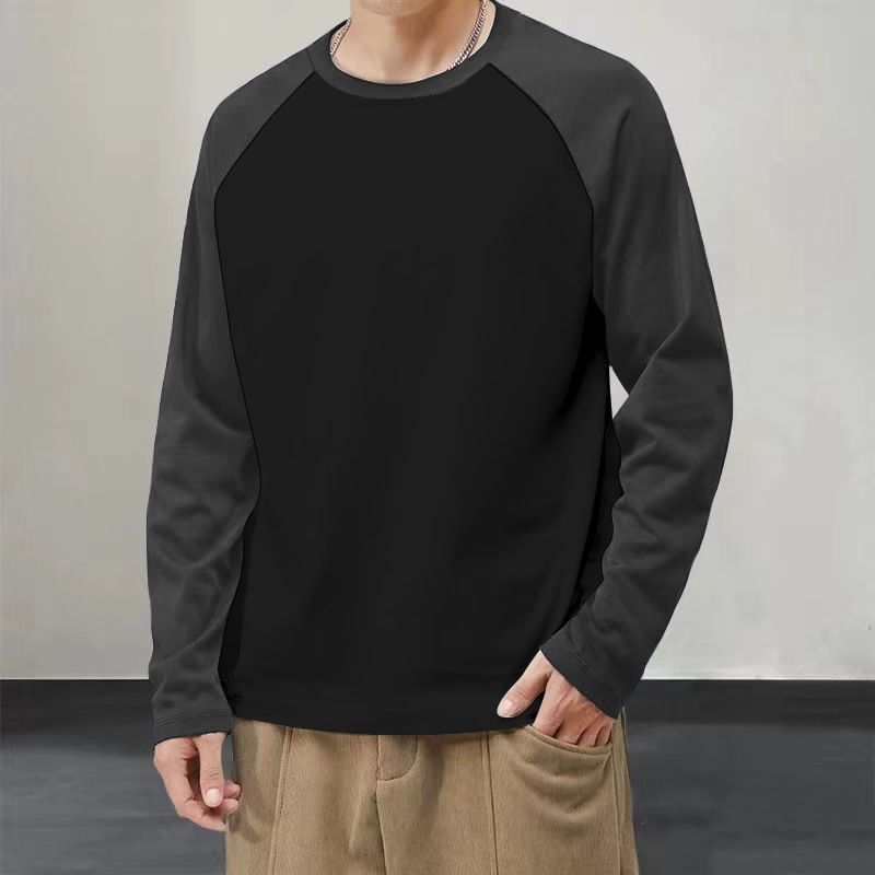 boy Spring Hong Kong Ins Super Popular Patchwork Long Sleeve T-Shirt Men Loose Trendy Harajuku BF Style Mid-Sleeve Base_viptrois.com