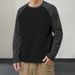 boy Spring Hong Kong Ins Super Popular Patchwork Long Sleeve T-Shirt Men Loose Trendy Harajuku BF Style Mid-Sleeve Base_viptrois.com