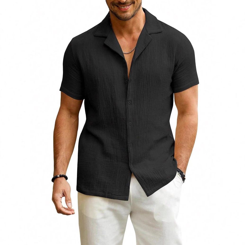 Men's Clothing Men's Daily Casual Short Sleeved Cardigan Shirt Men_viptrois.com