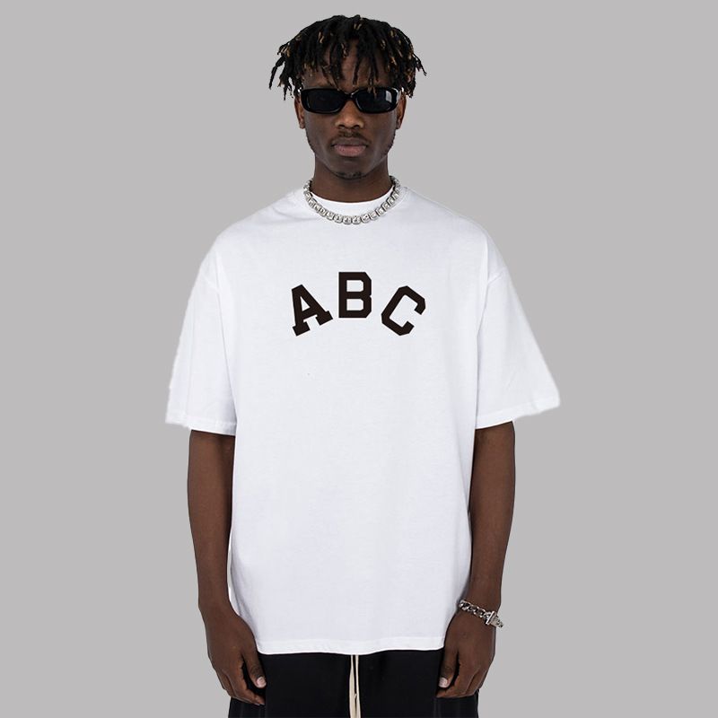 Men's Clothing High Street American ABC Digital Printing Couple Wear Loose Short Sleeved T Shirt Summer Tide_viptrois.com